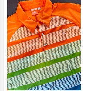 PUMA Cool Cell Golf Polo - Size XL Orange Stripe